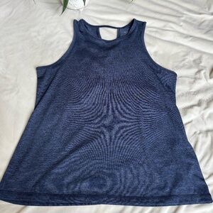 IDEOLOGY Women's Navy Blue Heathered Keyhole Back Active Tank Top SIZE L